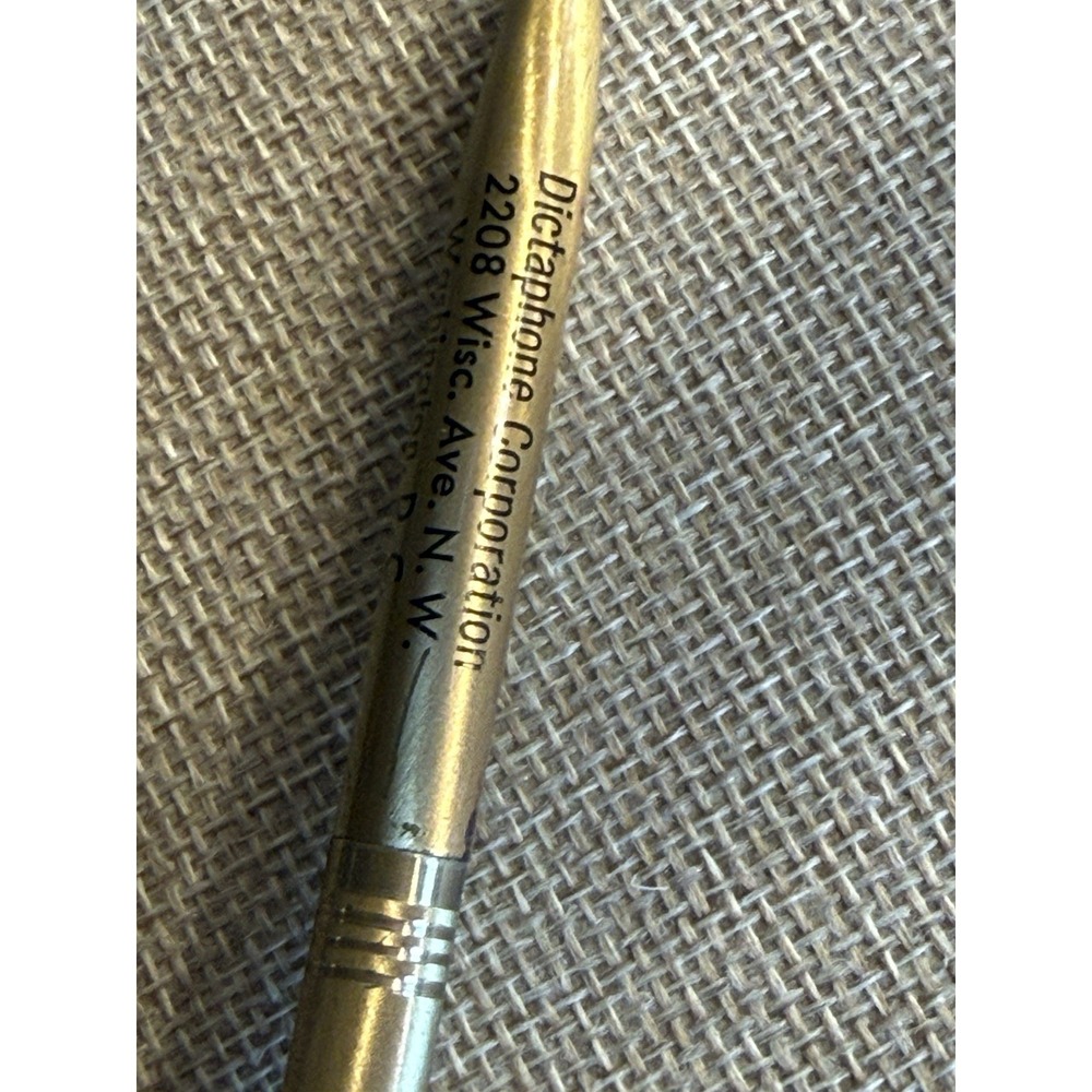 Vintage‎ Dictaphone Corporation Advertising Pen, Gold Tone Metal, Mid-Century